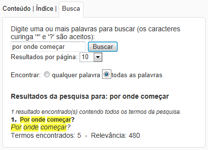 busca por palavra chave